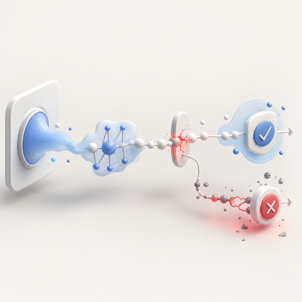 abstract flow from widget load to token validation with failure points