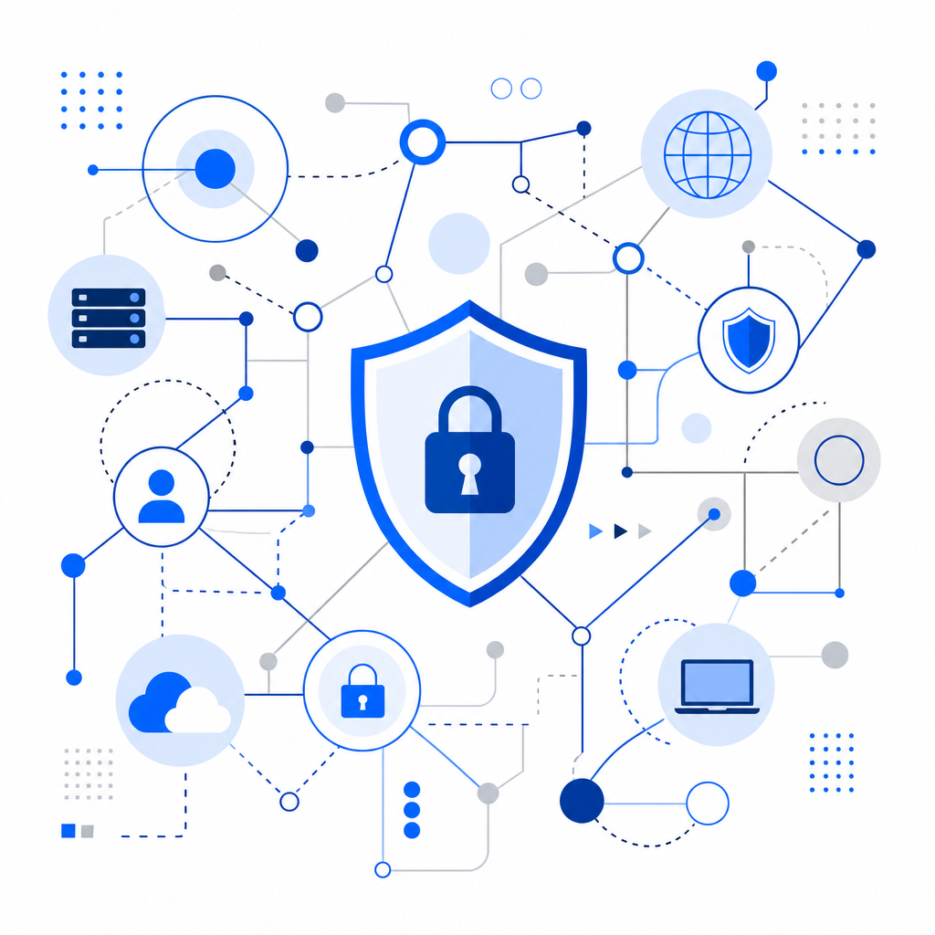 network connection and security symbol abstract