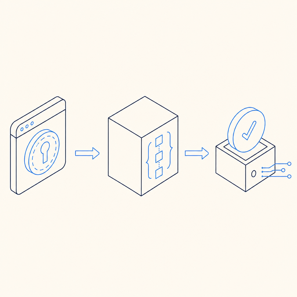 simple flow diagram of browser token, Django view, and validation request