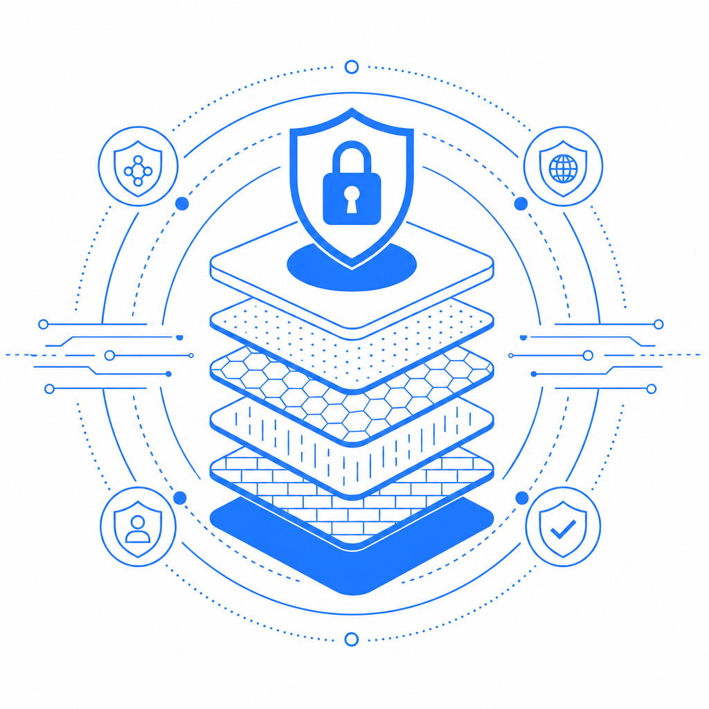 abstract layered security concept showing protection layers in an app