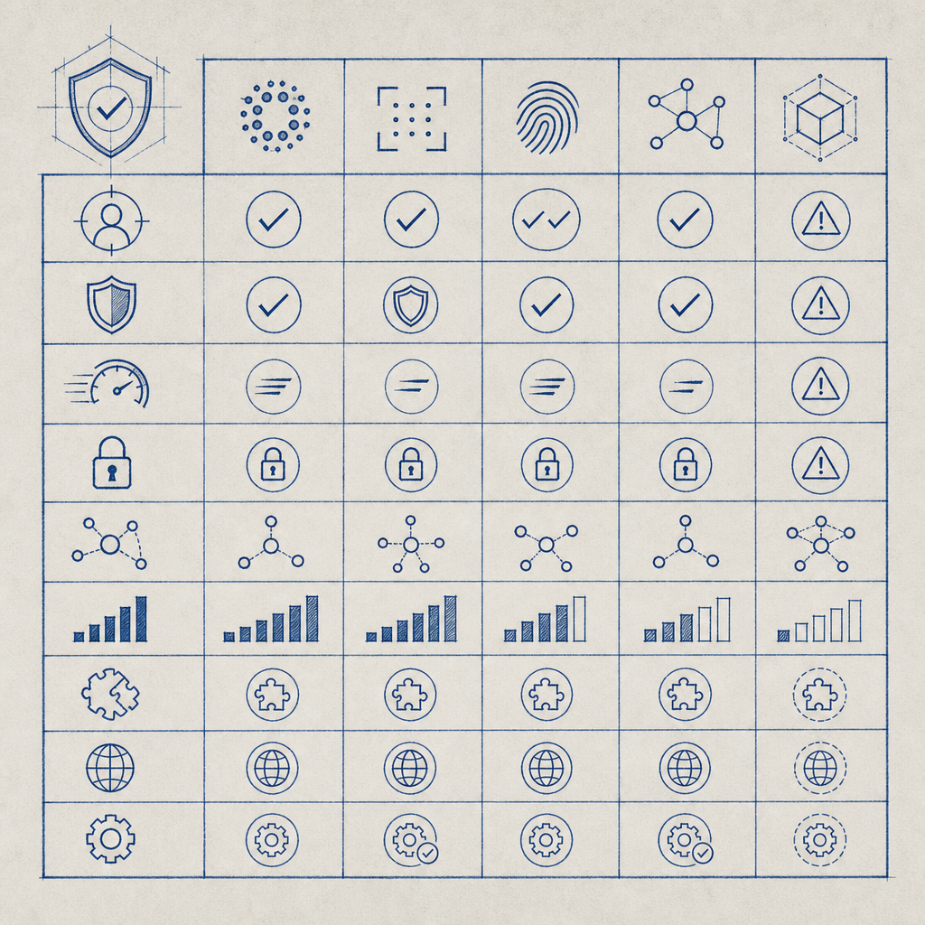 comparison table highlighting captcha providers with pros and cons