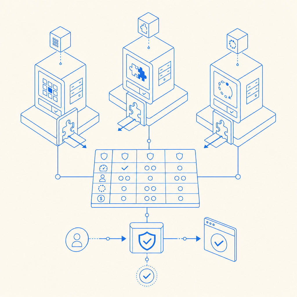 conceptual diagram comparing CAPTCHA providers
