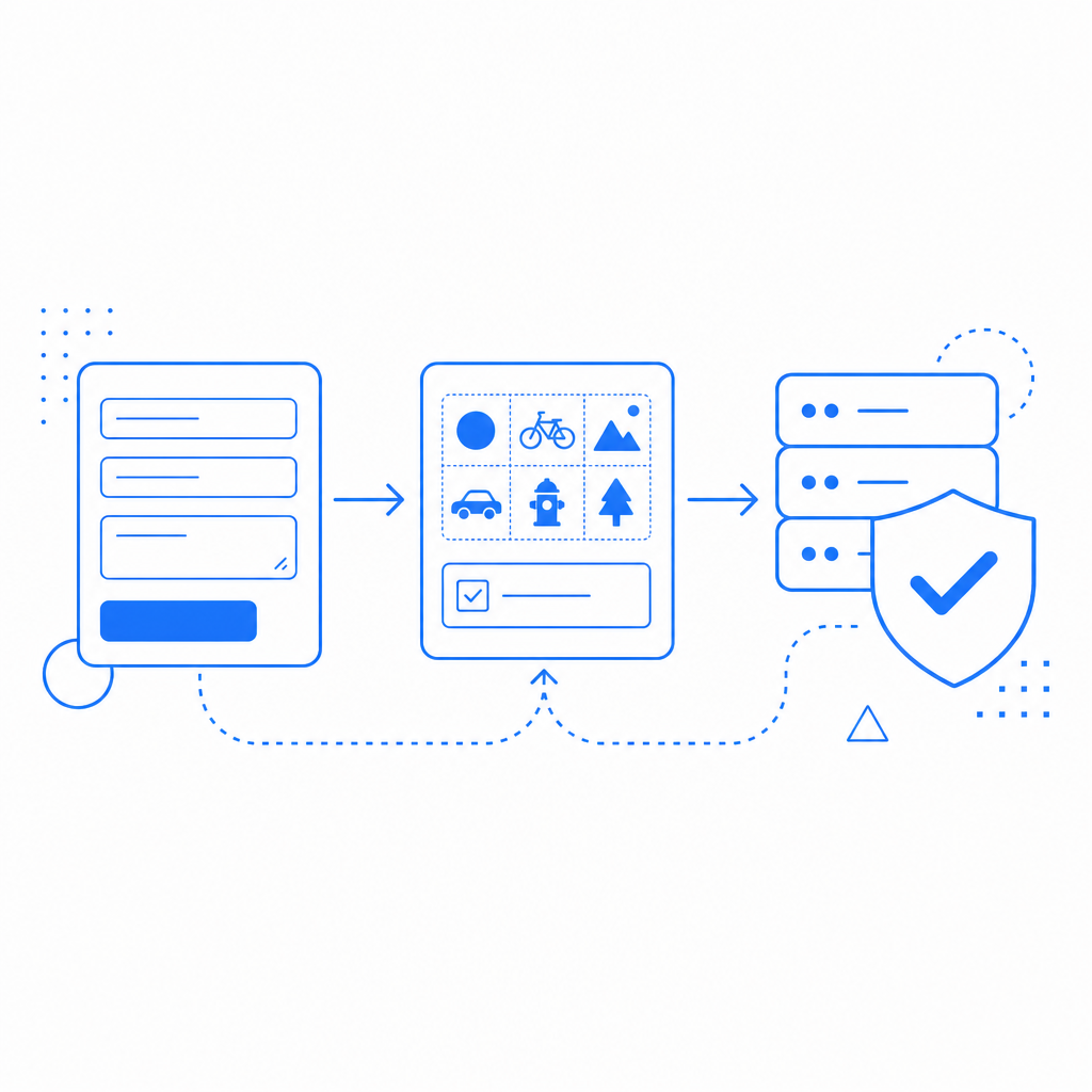 conceptual diagram of interaction flow between WordPress form, captcha, and serv