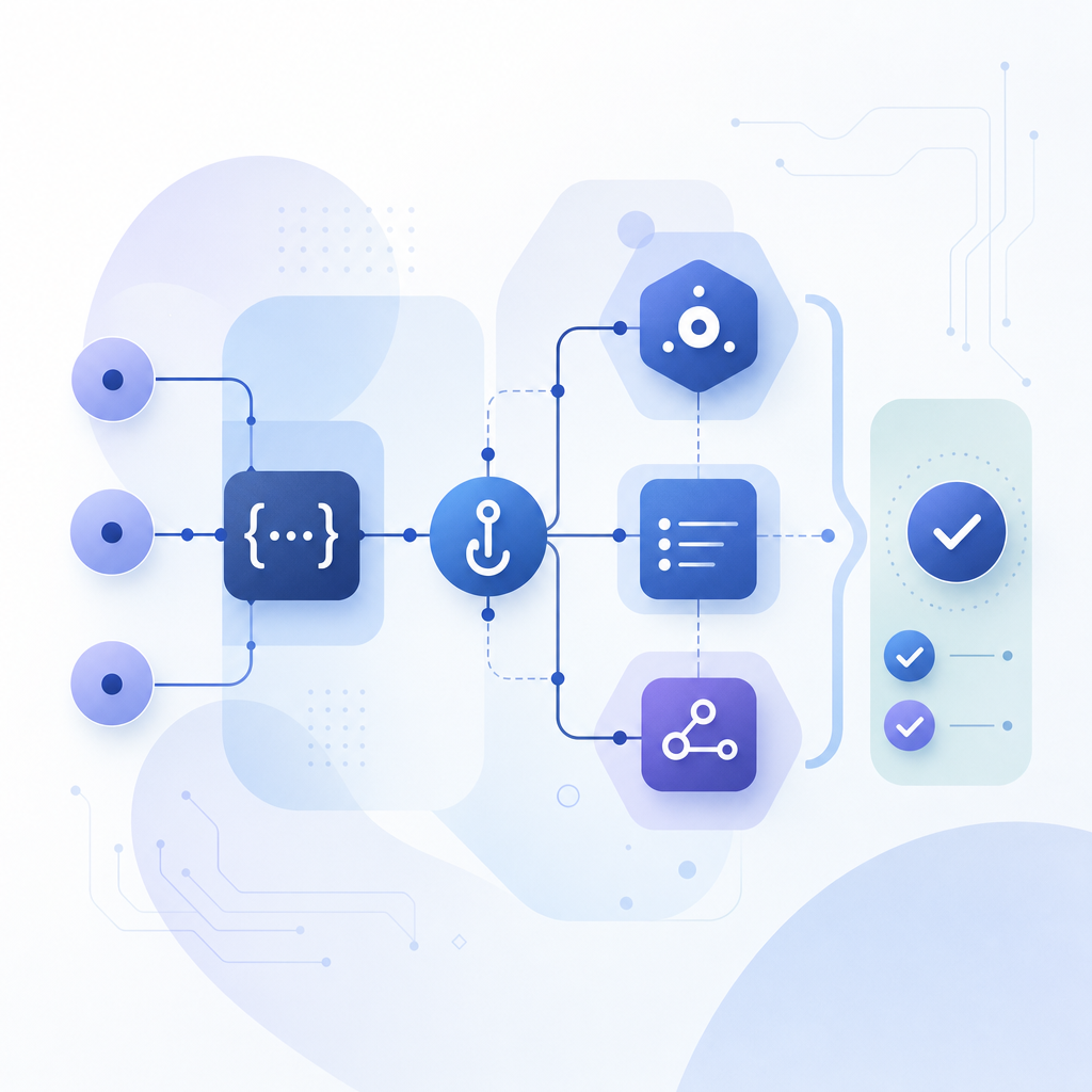 code integration flowchart showing hooks and API validation