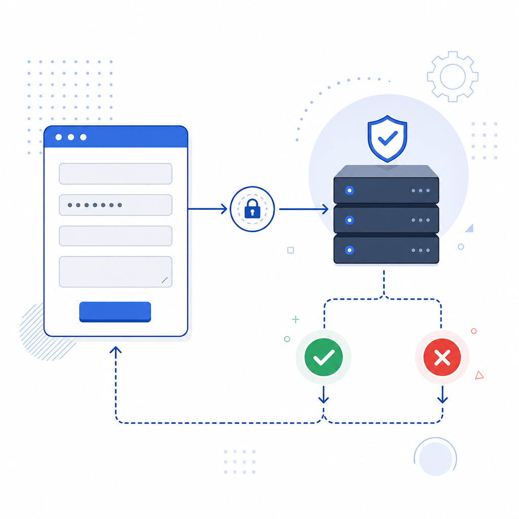 diagram of a form submitting a token to a validation server and returning allow/
