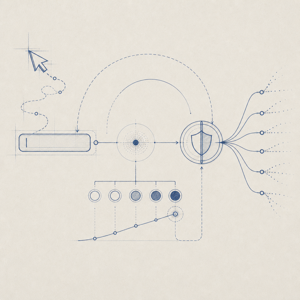 conceptual representation of invisible CAPTCHA trigger flow