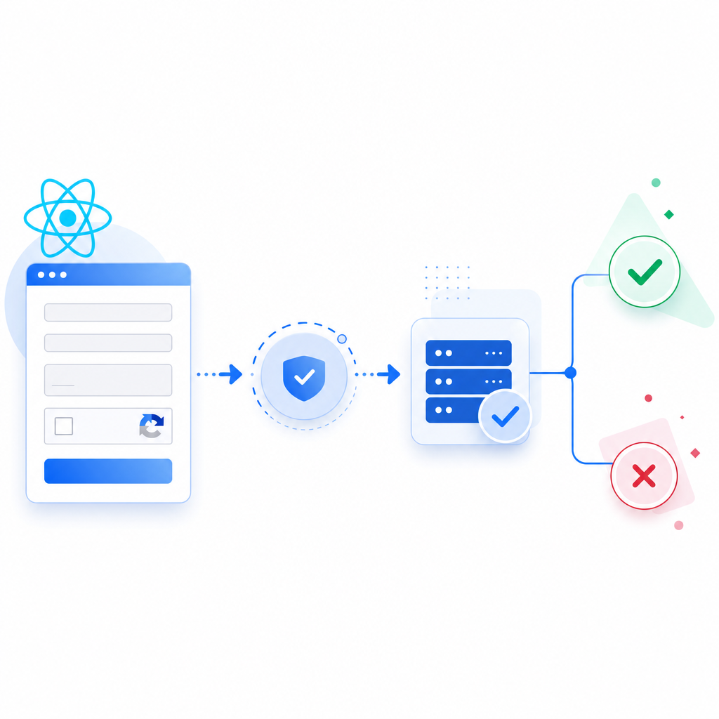 abstract flow of React form -> captcha token -> backend validation -> allow/deny