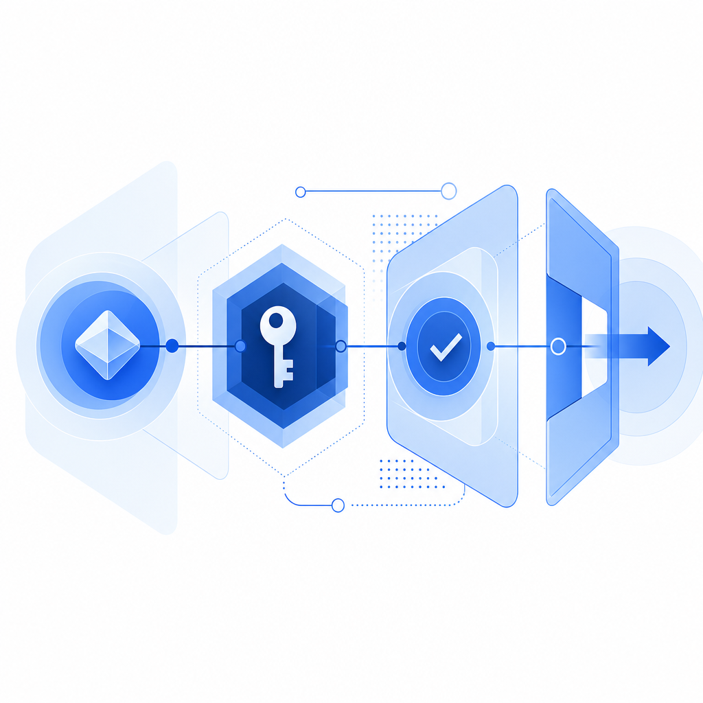 abstract layered diagram of client token, server secret, validation endpoint, an