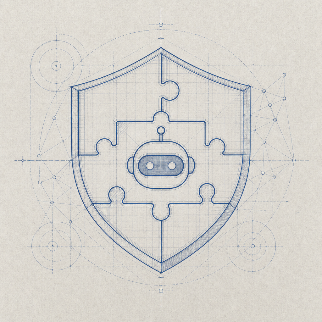 abstract bot shield concept with puzzle pieces fitting together