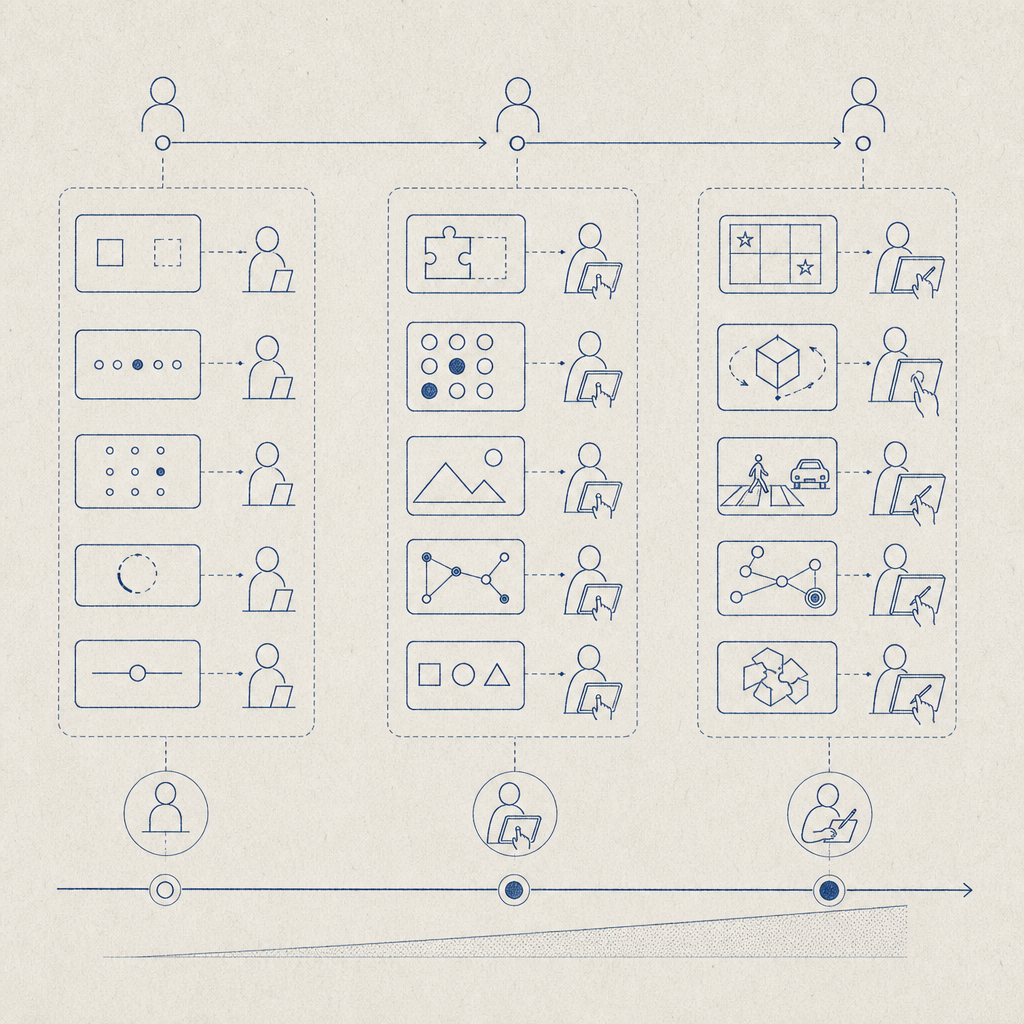 diagram illustrating different captcha alternatives grouped by interaction level