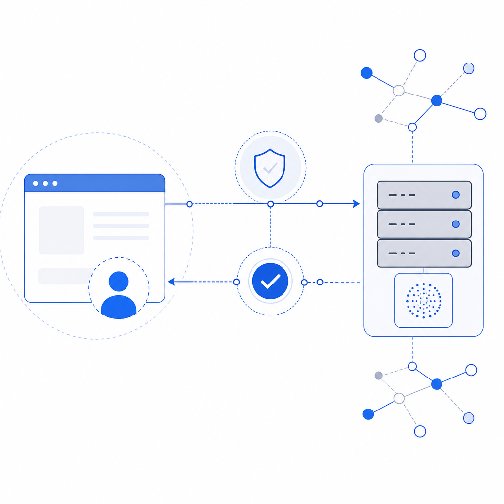 schematic illustration of server-client interactions in invisible CAPTCHA valida