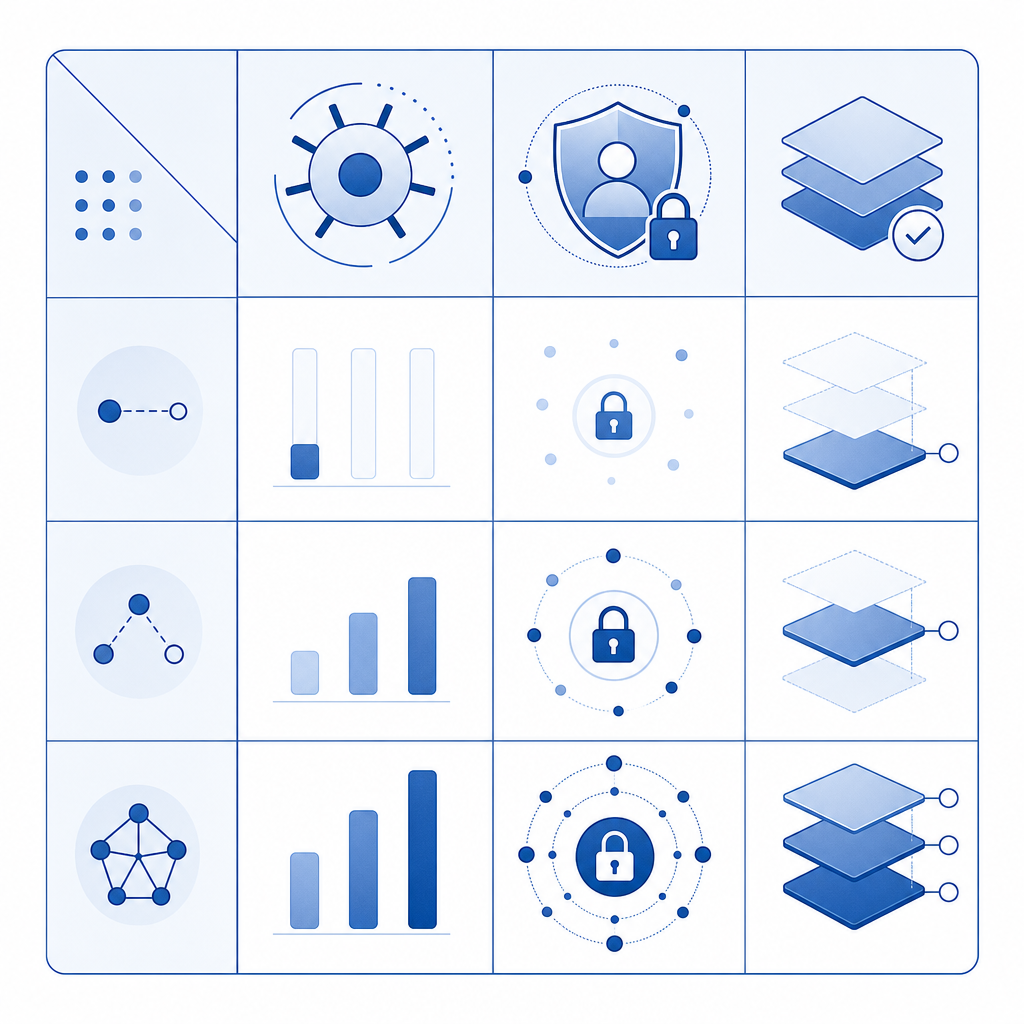 abstract comparison matrix of friction, privacy, and validation strength