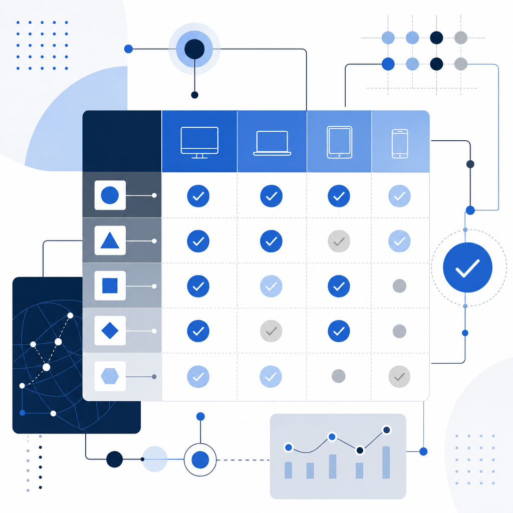 abstract comparison matrix of frontend compatibility and validation points
