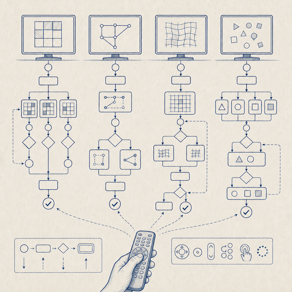 abstract flowchart comparing user interaction flows for different CAPTCHA provid