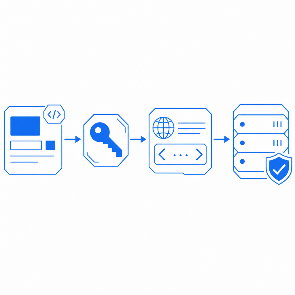 angular component flow showing widget, token, API request, and server validation