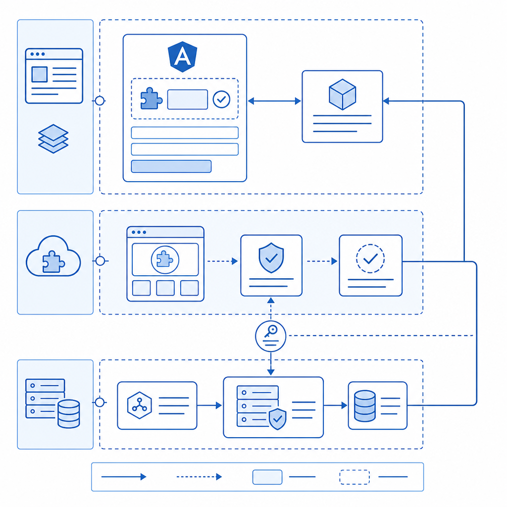 diagram showing angular component integration with captcha service and backend v