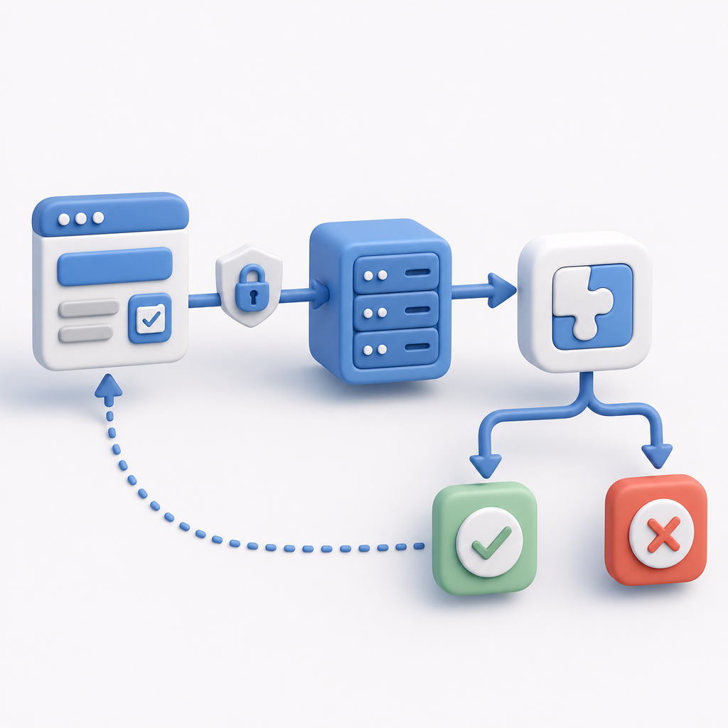 diagram showing integration workflow of Laravel app with CAPTCHA service