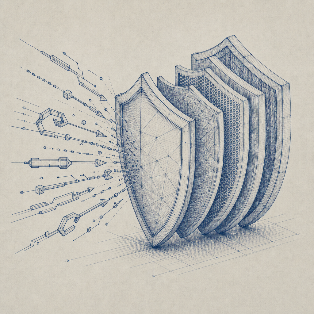 layered shield blocks automated bot scripts illustration