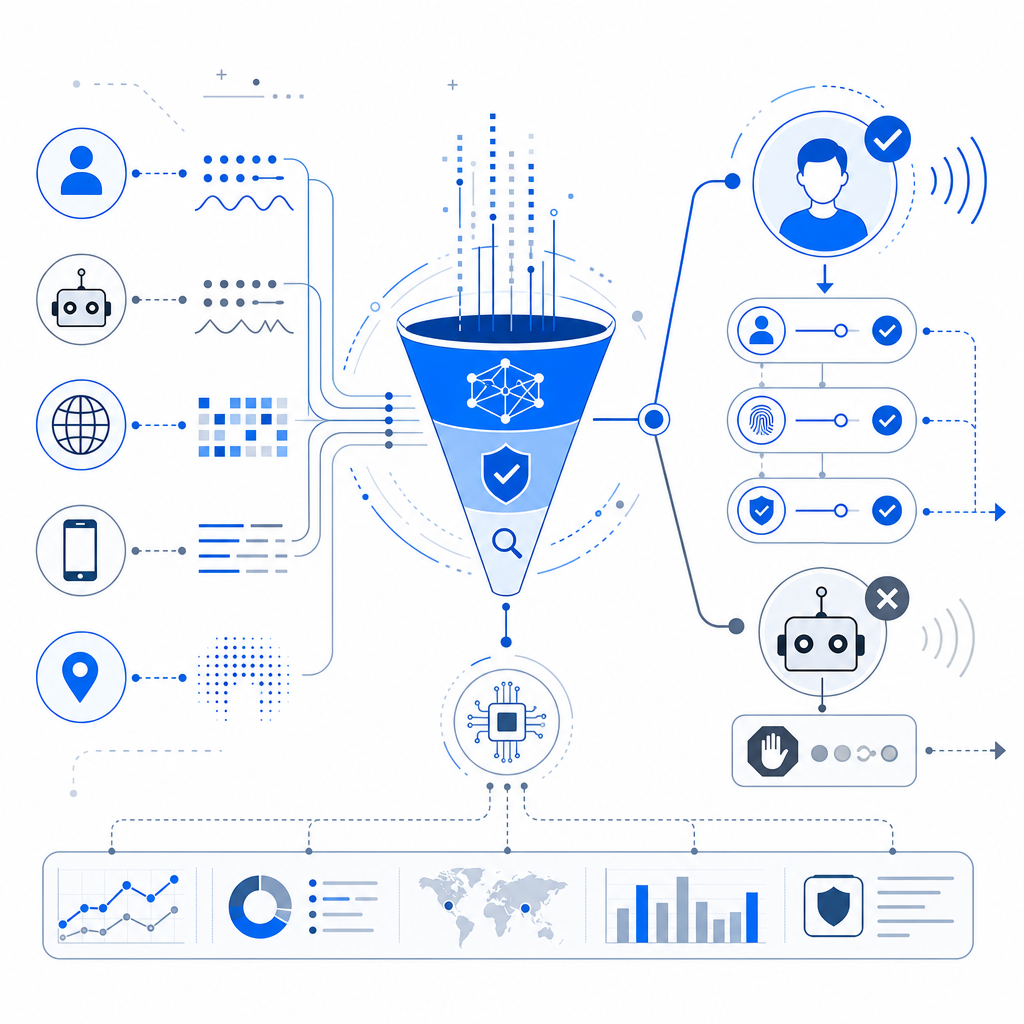 diagram showing workflow of bot detection and user verification