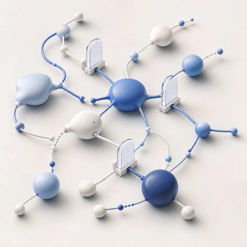 abstract risk scoring network with weighted nodes and checkpoint gates