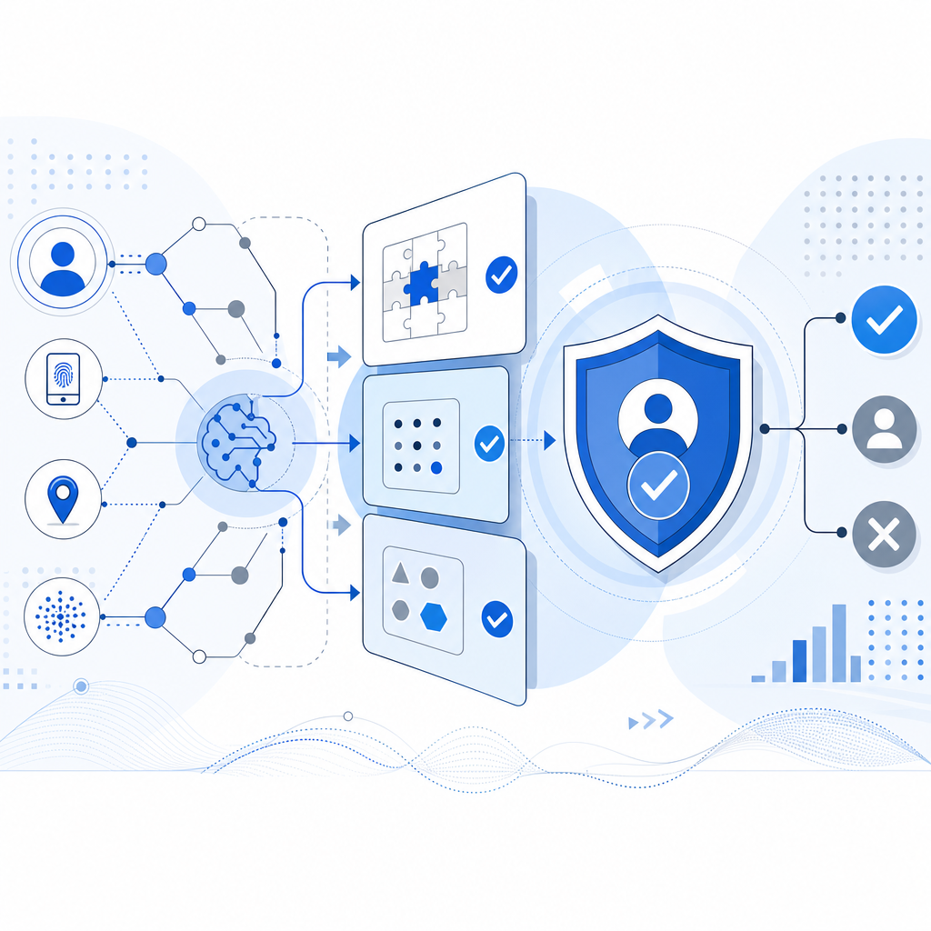schematic illustration of adaptive challenge generation and user verification