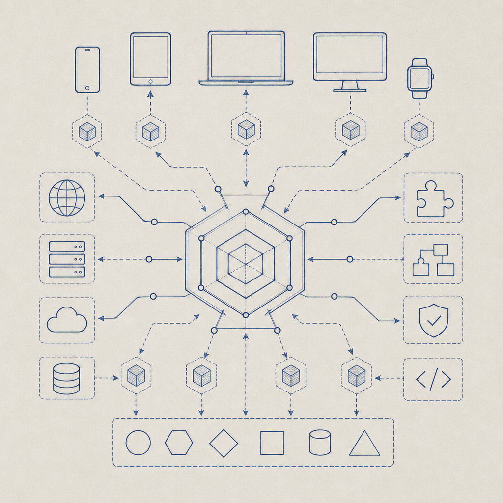 abstract diagram showing multiple SDK integration points for CaptchaLa across pl