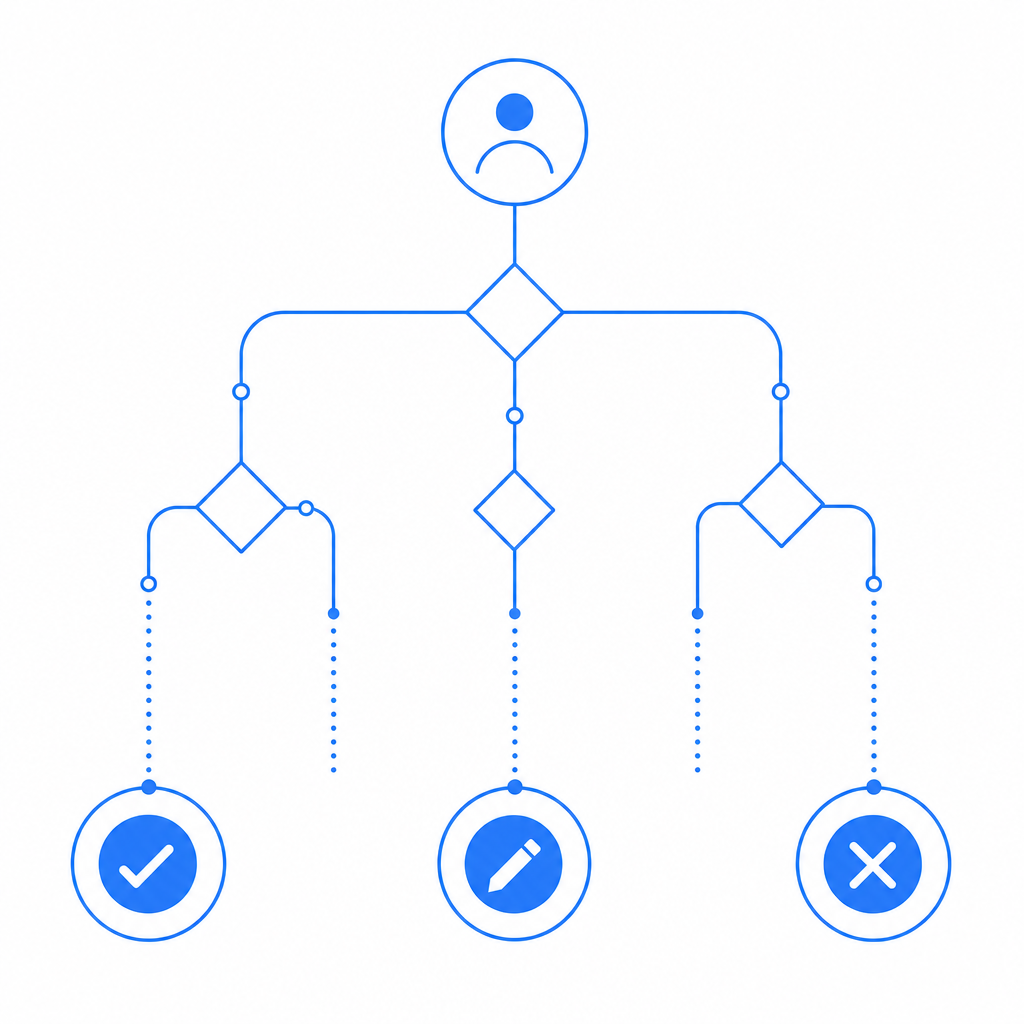 abstract decision tree showing when to accept, challenge, or deny a request