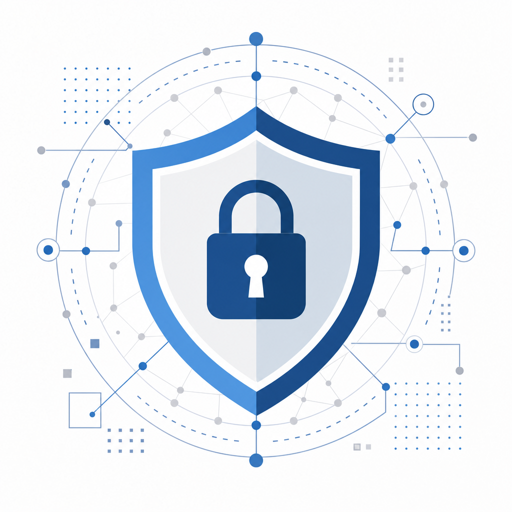 abstract web security shield icon with lock