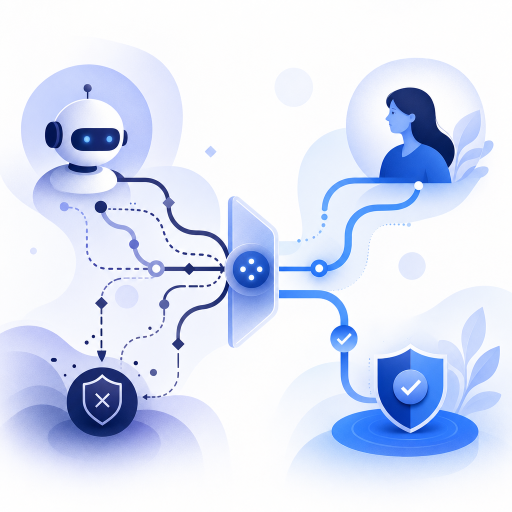 abstract diagram of bot vs human interaction flow and anti bot code validation