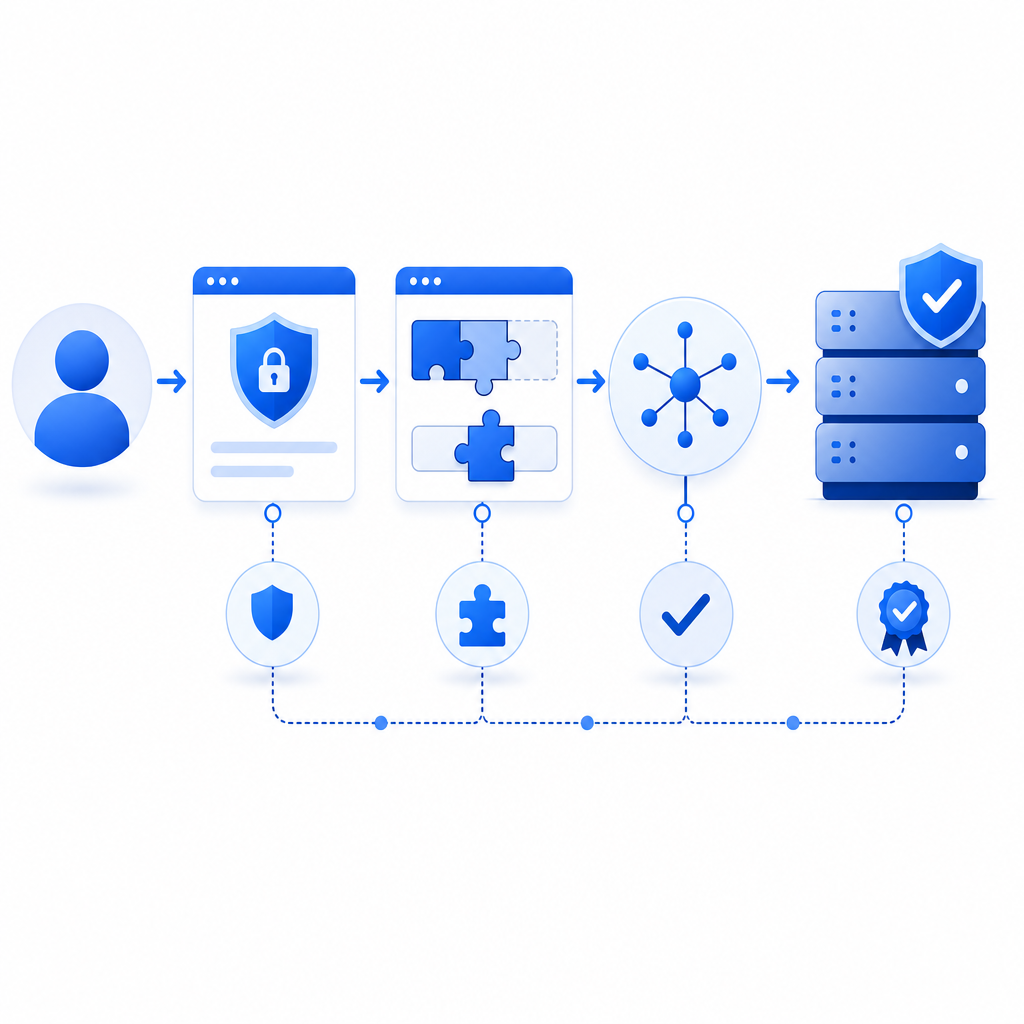 flowchart of anti bot download process from user challenge to server verificatio