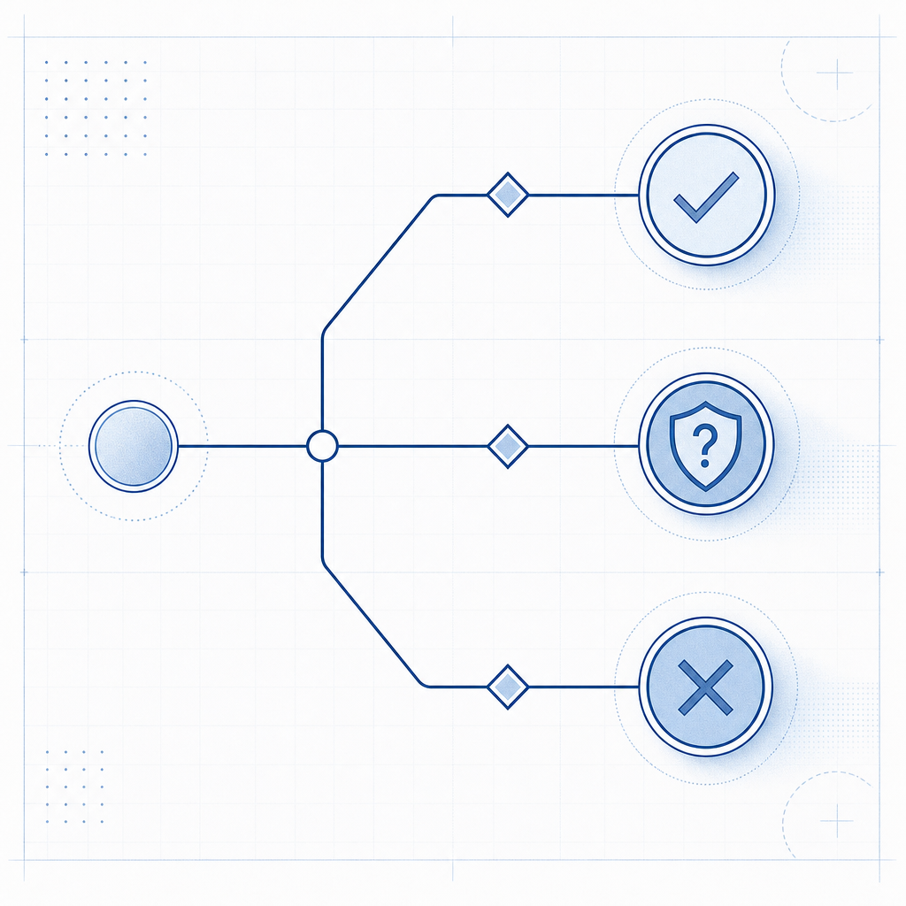 abstract decision tree with allow, challenge, and block branches