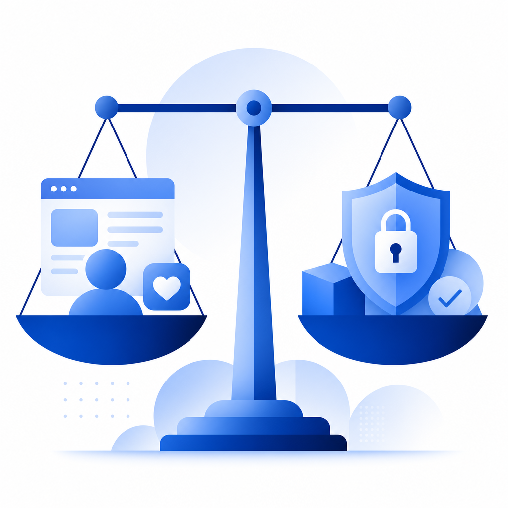balancing scales illustrating user experience vs. security tradeoff