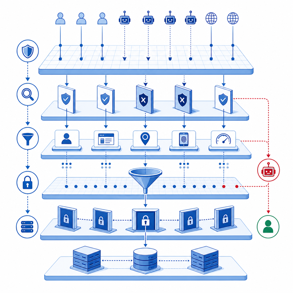 layered architecture diagram showing checkpoint anti bot process