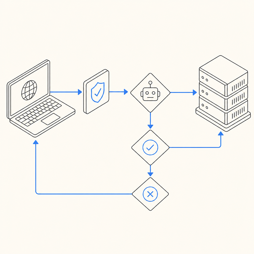 flowchart illustrating client-server communication for bot verification