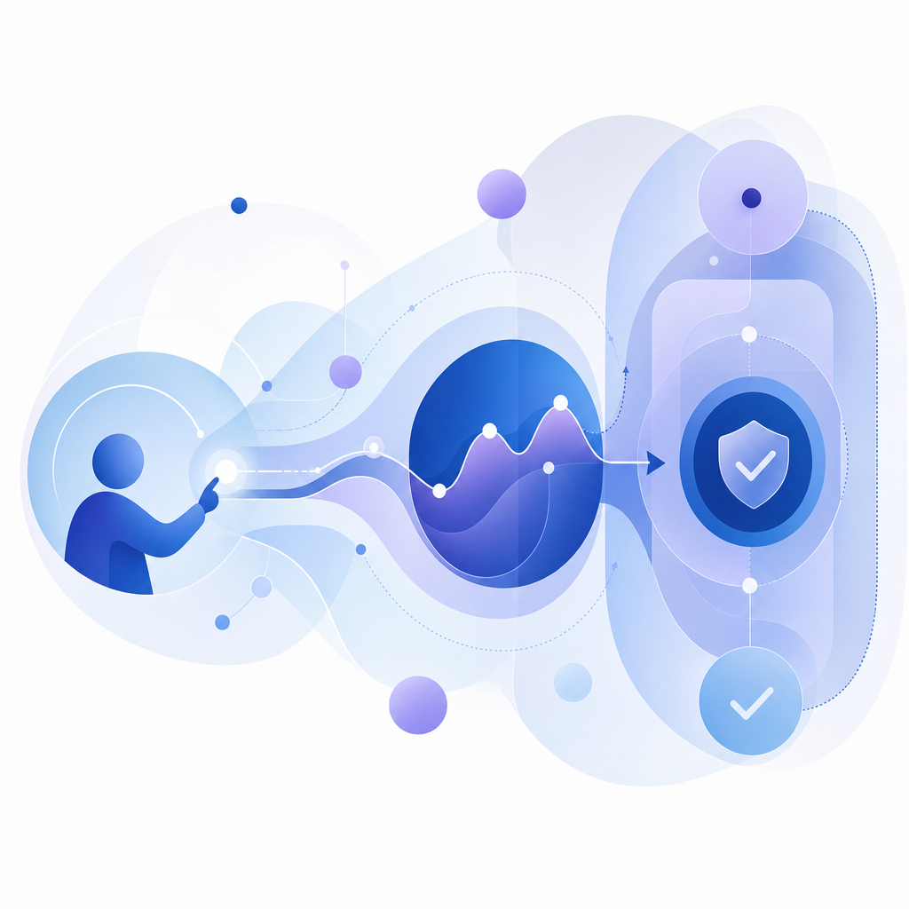abstract flow of user interaction, risk scoring, and validation steps