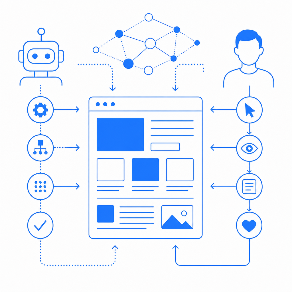 abstract diagram showing bot vs human interaction with a site