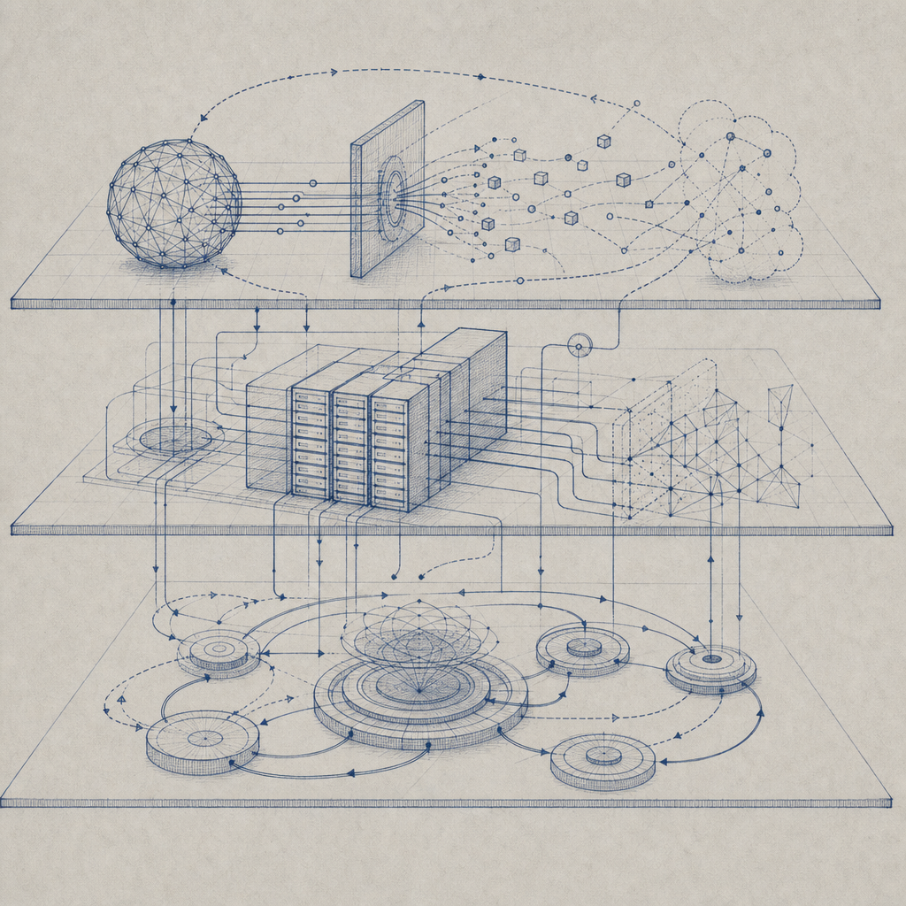 layered decision model showing client challenge, server validation, and policy f