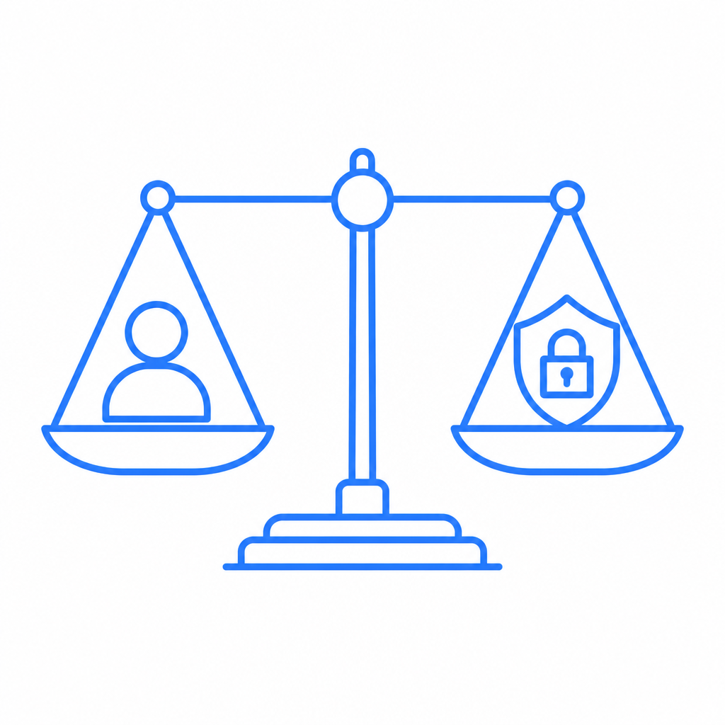 balanced scales depicting usability and security tradeoffs