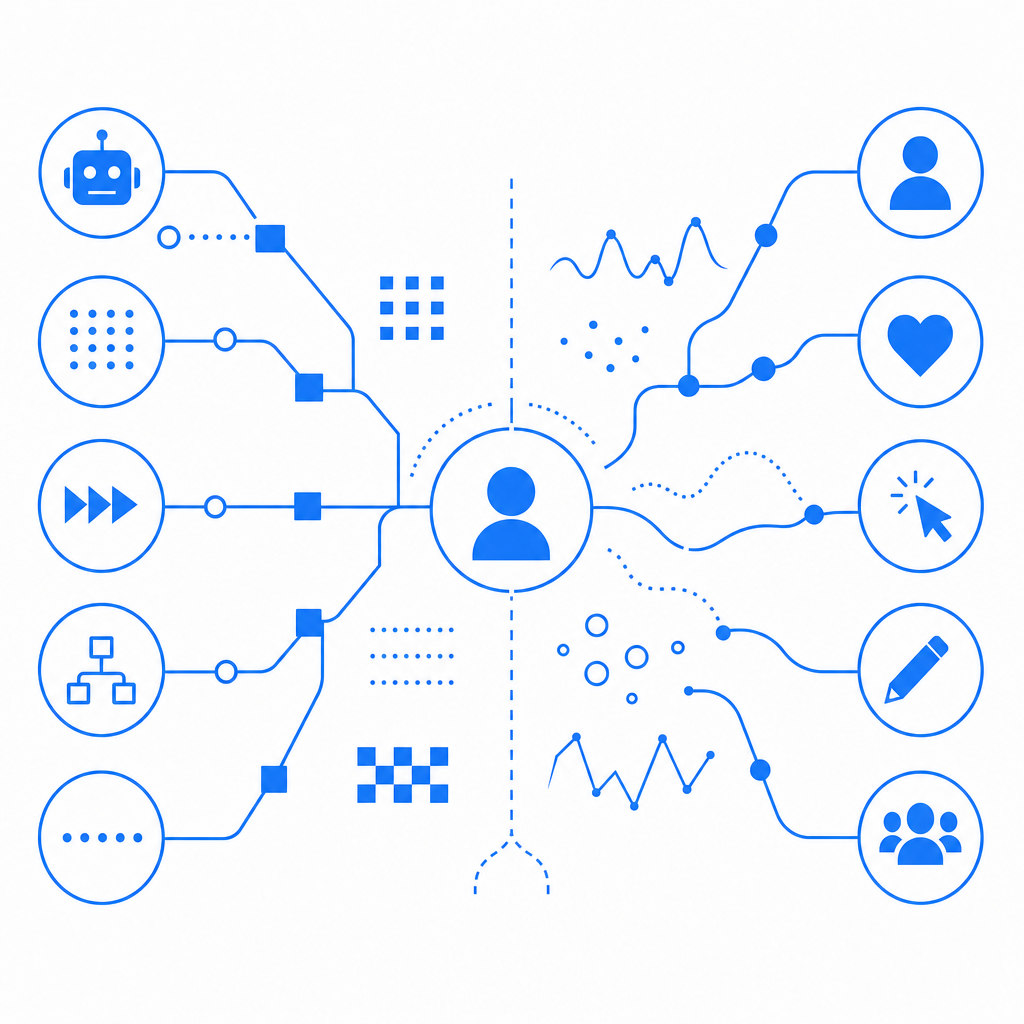 abstract visualization of bot vs human detection strategies