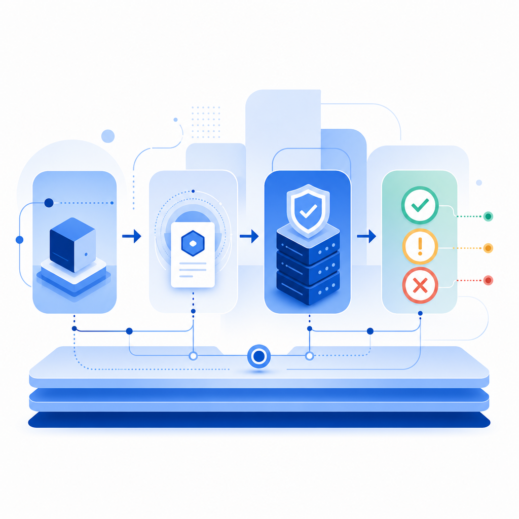 abstract architecture diagram of client SDK, challenge issuance, backend validat