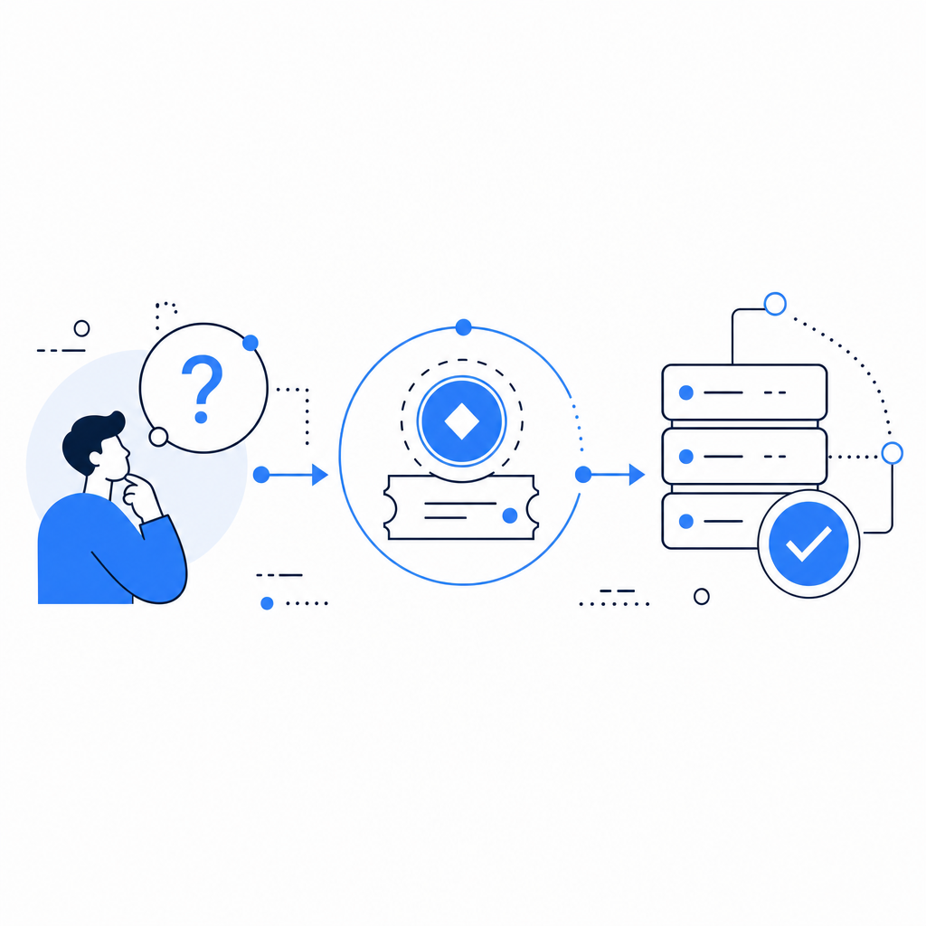 abstract flow diagram showing client challenge, token issuance, and server valid