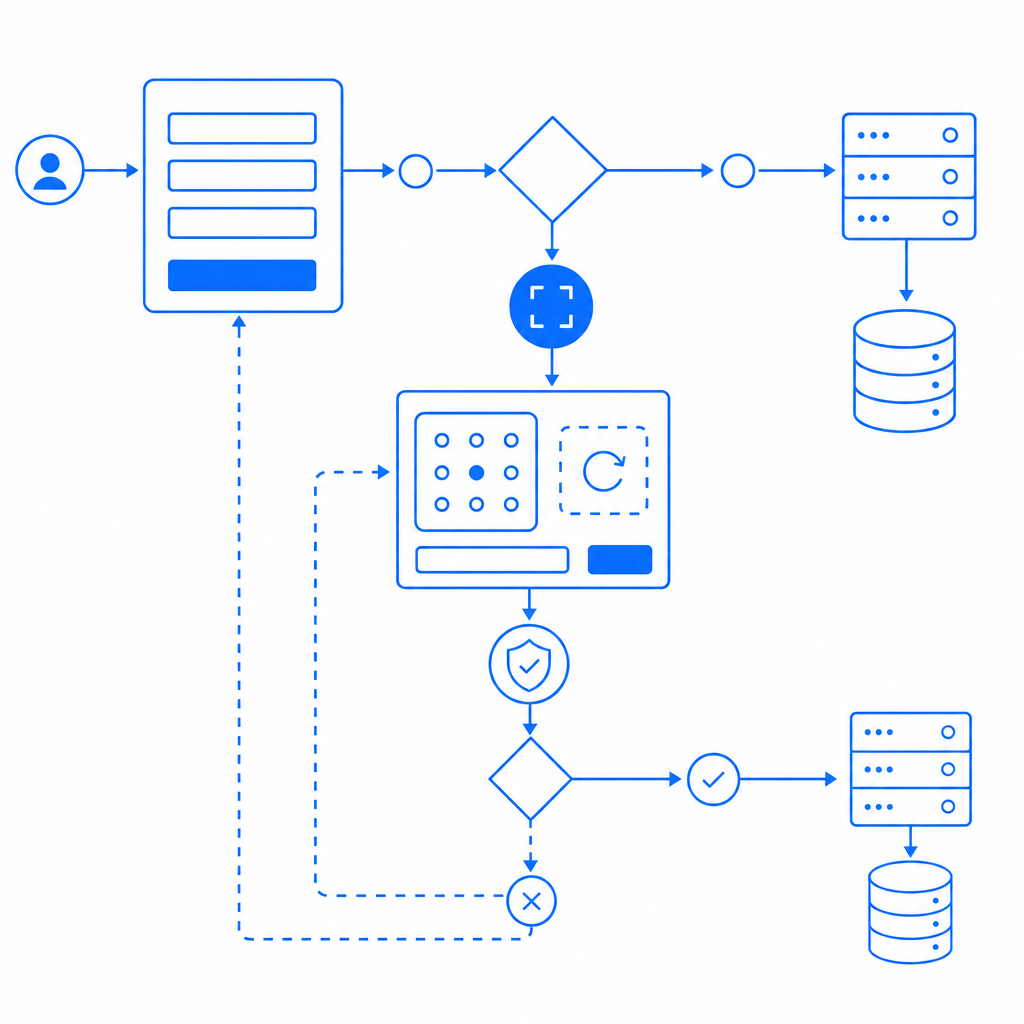 flowchart showing integration points of captcha challenge and validation