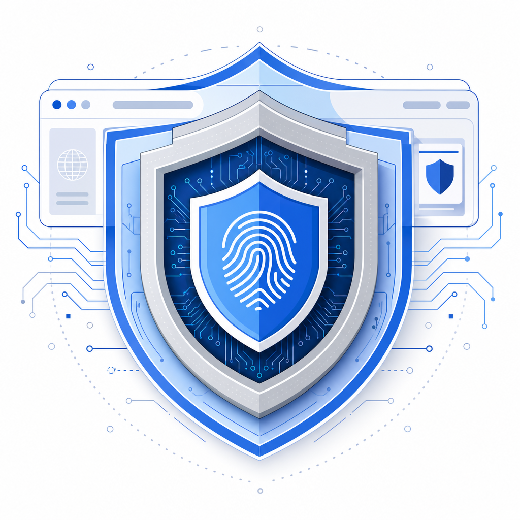 layered shield illustration representing bot defense and anti fingerprint browse