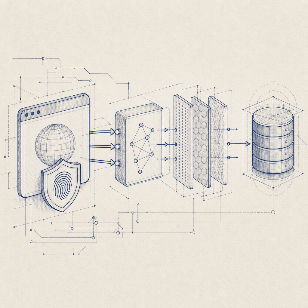 schematic showing interaction between anti fingerprint browser, proxy, and bot d