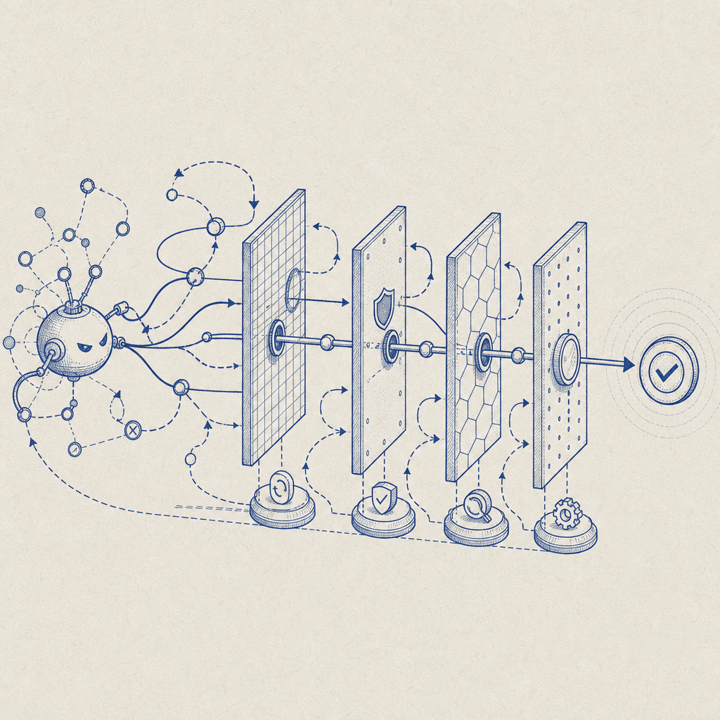 abstract flow diagram of abusive automation meeting layered checks