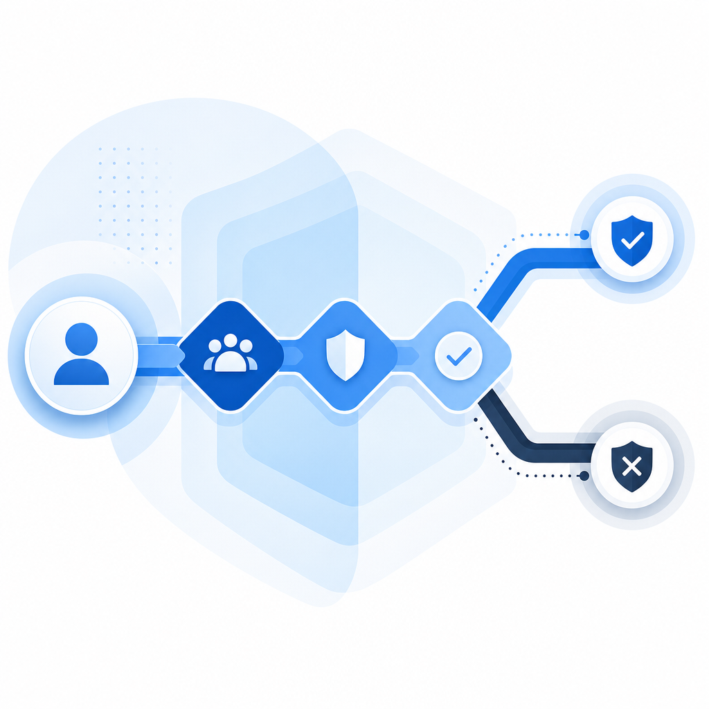 abstract layered defense diagram with join, post, validate, and allow/block bran