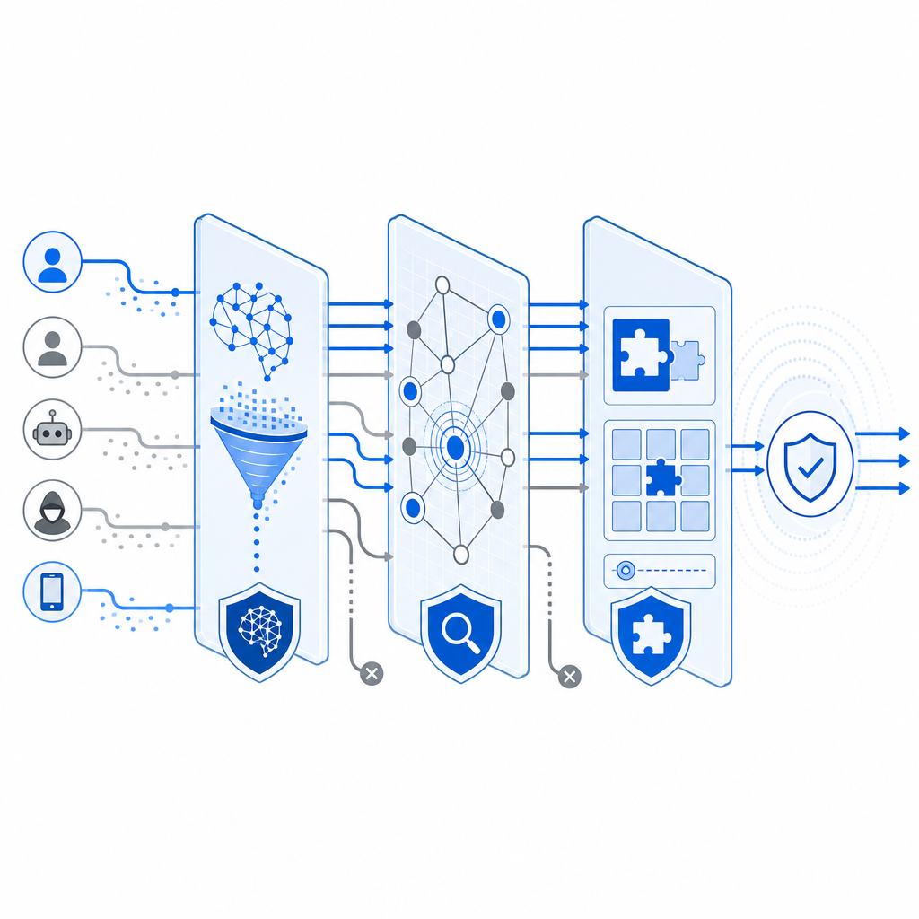 layered security architecture showing AI filtering, behavioral detection, and CA