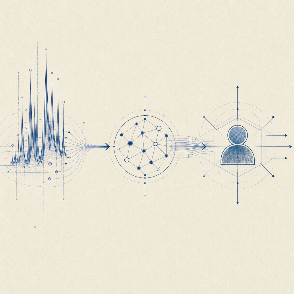 abstract flow from request spikes to validation signals to admin response