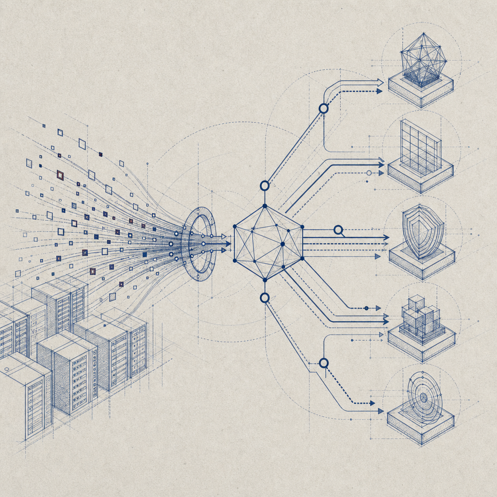 abstract flowchart illustrating security challenges being dynamically assigned t