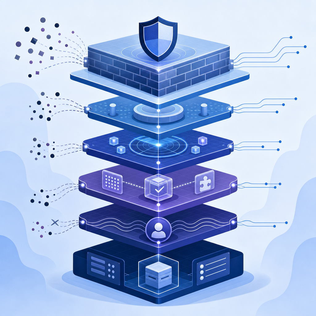 schematic layering of anti scraping defenses from network to application